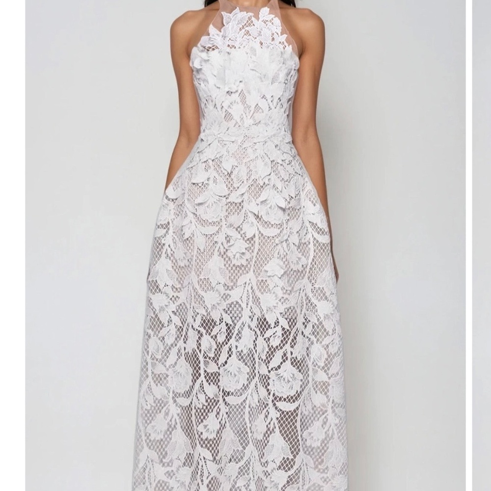Halter Lace Bridal Gown in White